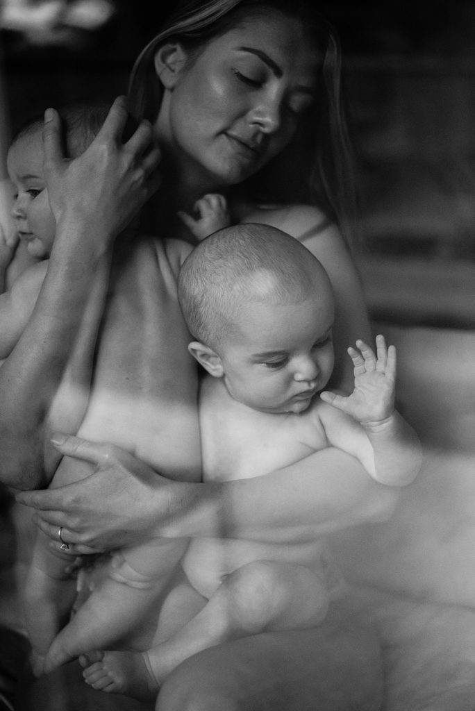 Natasha and the twin in blacck and white